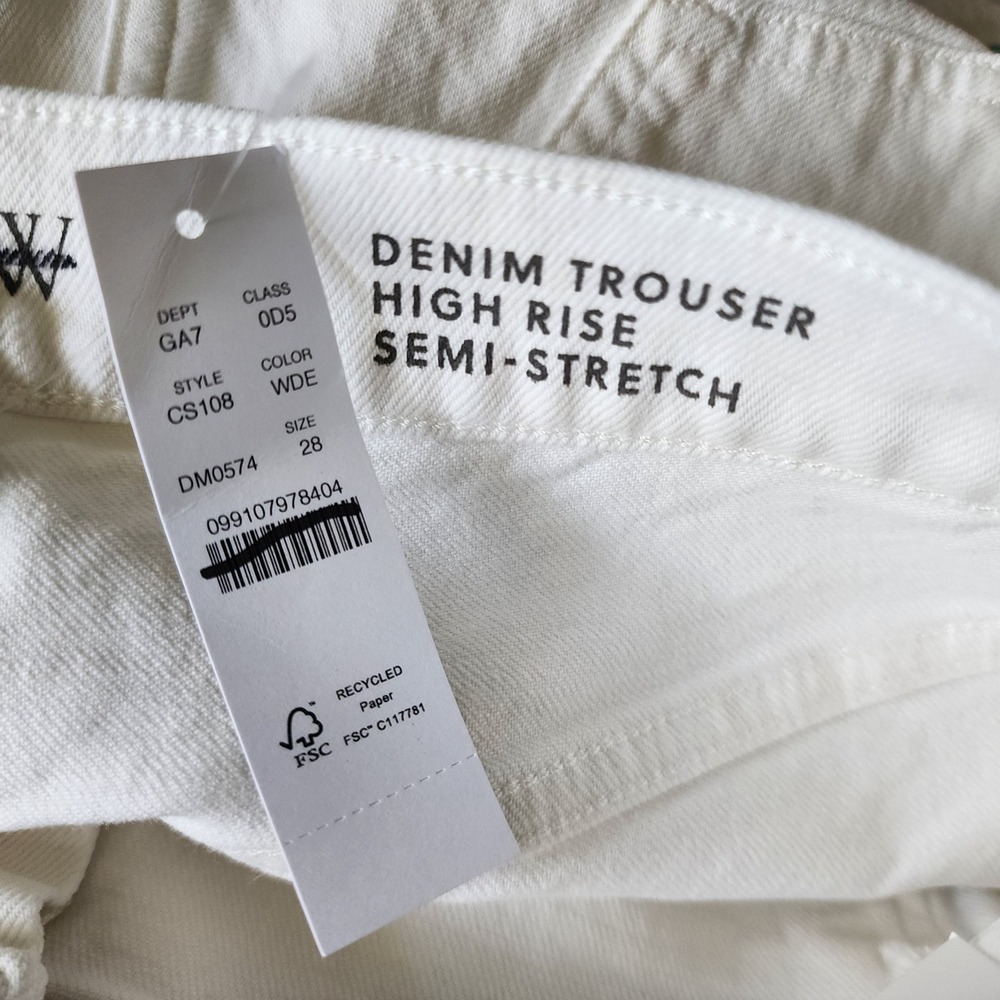 J.Crew Jeans Womens Size 28 White Denim Trousers Wide Leg Stretch Patch Pocket - Picture 5 of 12